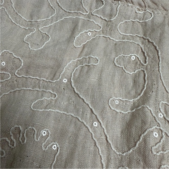 Lina Tomei 100% Linen Shift Dress Peach Pink Embroidered Pockets Italy Size XL - Picture 6 of 13